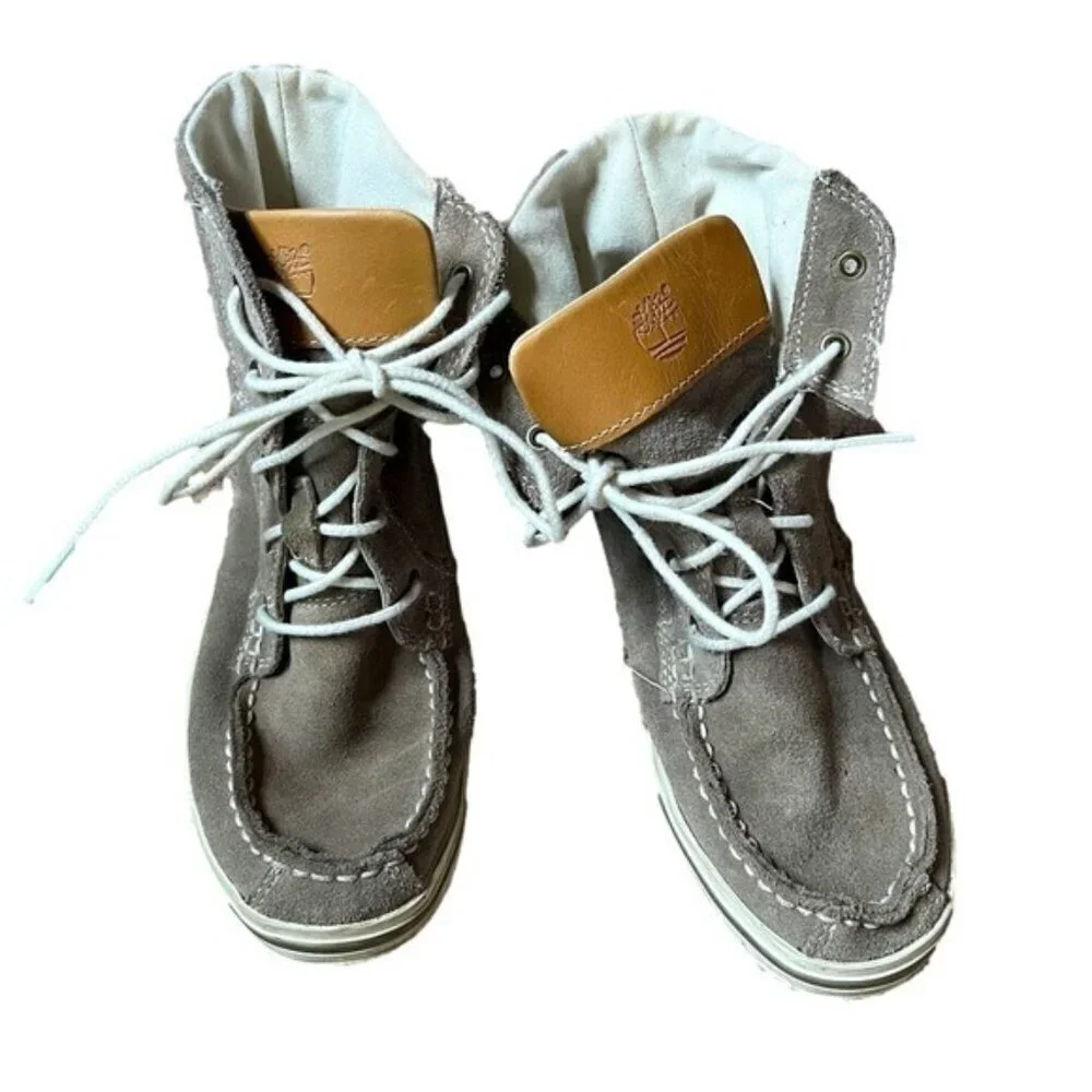 Timberland Boys Earthkeepers Gray Suede Boots Shoes size 1 School Fall